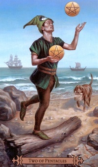 Двойка Пентаклей — карта Таро